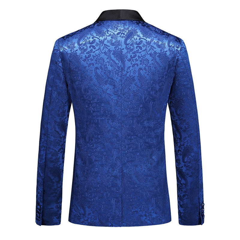 Tailored Fit Shawl Lapel Single Breasted One-Button Jacquard 2 Piece Men's Party Suits