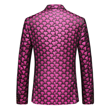 Tailored Fit Peaked Lapel Single Breasted One-Button Embroidery 2 Piece Men's Party Suits