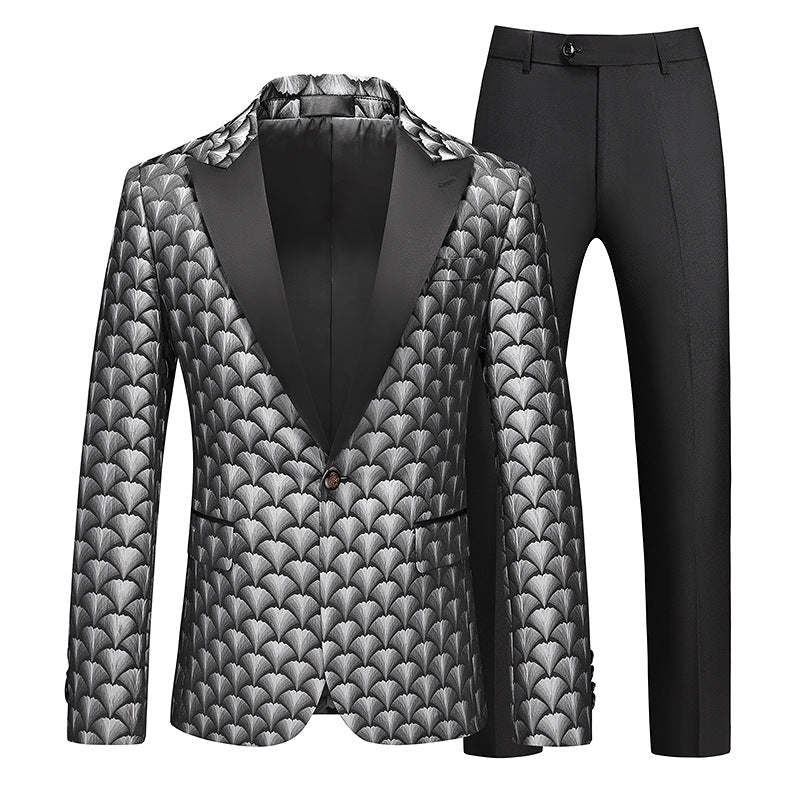 Tailored Fit Peaked Lapel Single Breasted One-Button Embroidery 2 Piece Men's Party Suits