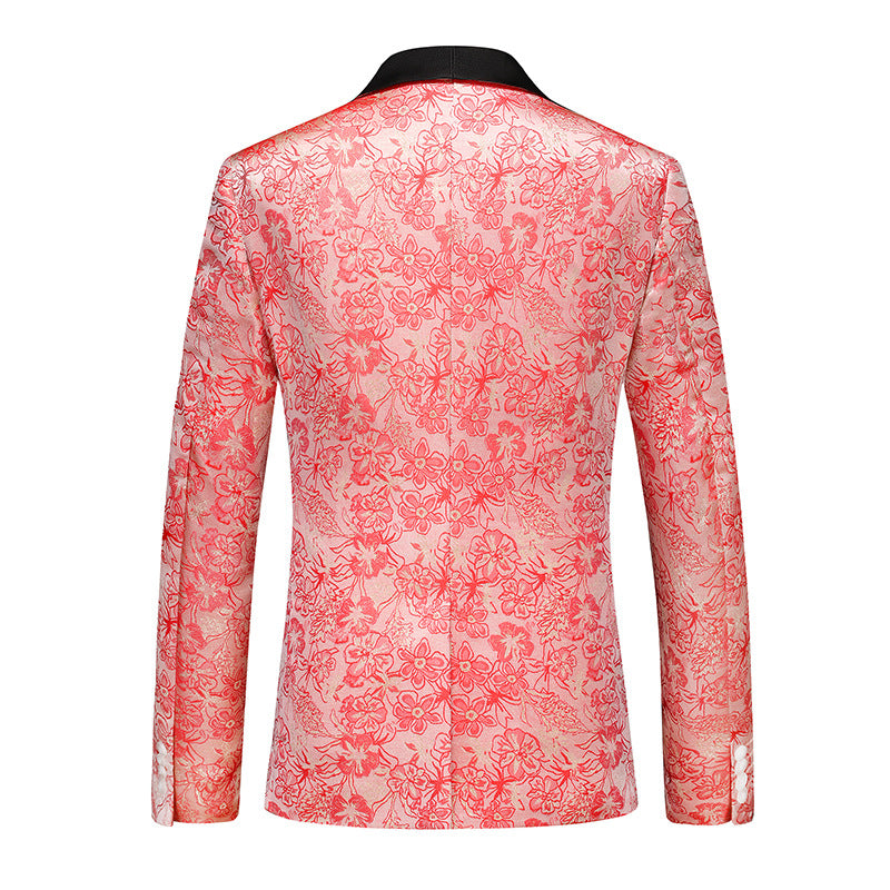 Tailored Fit Shawl Lapel Single Breasted One-Button Floral 3 Piece Men's Party Suits