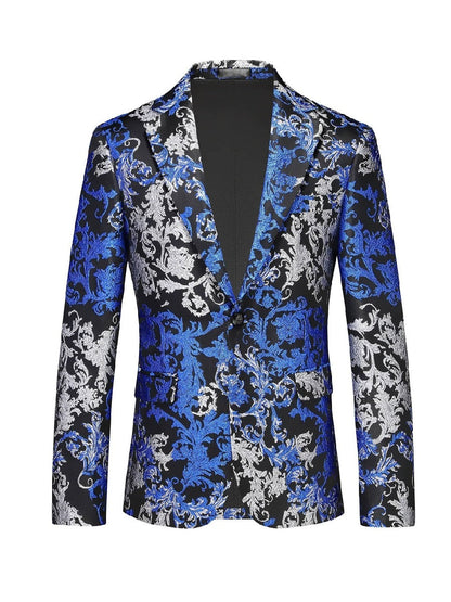 Tailored Fit Lapel Single Breasted One-Button Printed Men's Party Jacket