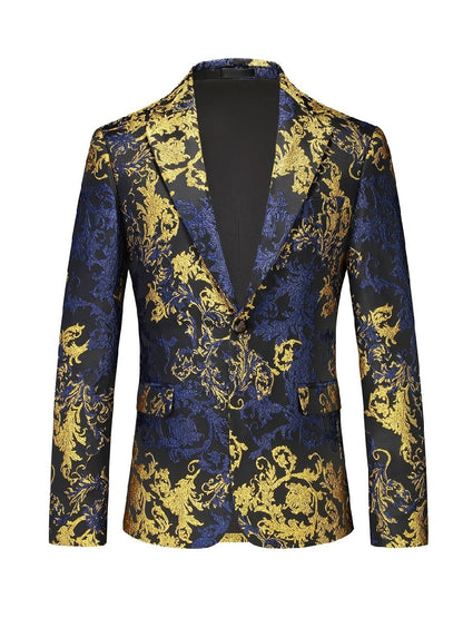 Tailored Fit Lapel Single Breasted One-Button Printed Men's Party Jacket