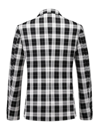 Tailored Fit Single Breasted One-button 3 Pieces Plaid Printed Men's Wedding Suits