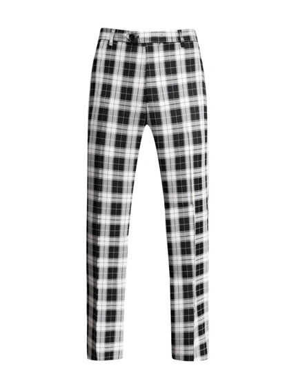 Tailored Fit Single Breasted One-button 3 Pieces Plaid Printed Men's Wedding Suits