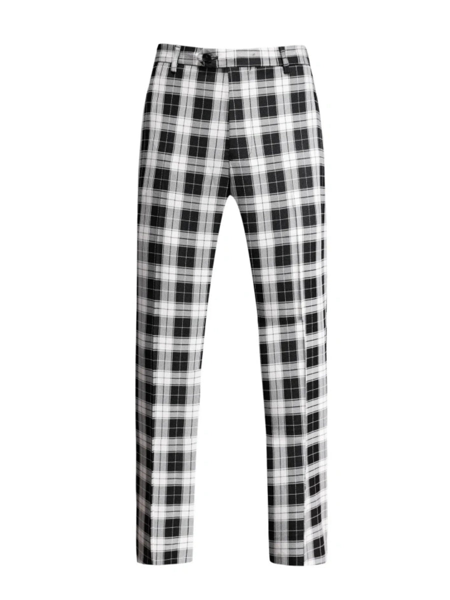 Tailored Fit Single Breasted One-button 3 Pieces Plaid Printed Men's Wedding Suits