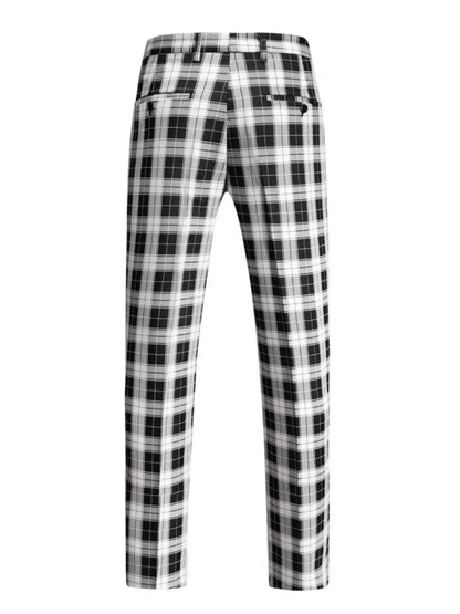 Tailored Fit Single Breasted One-button 3 Pieces Plaid Printed Men's Wedding Suits