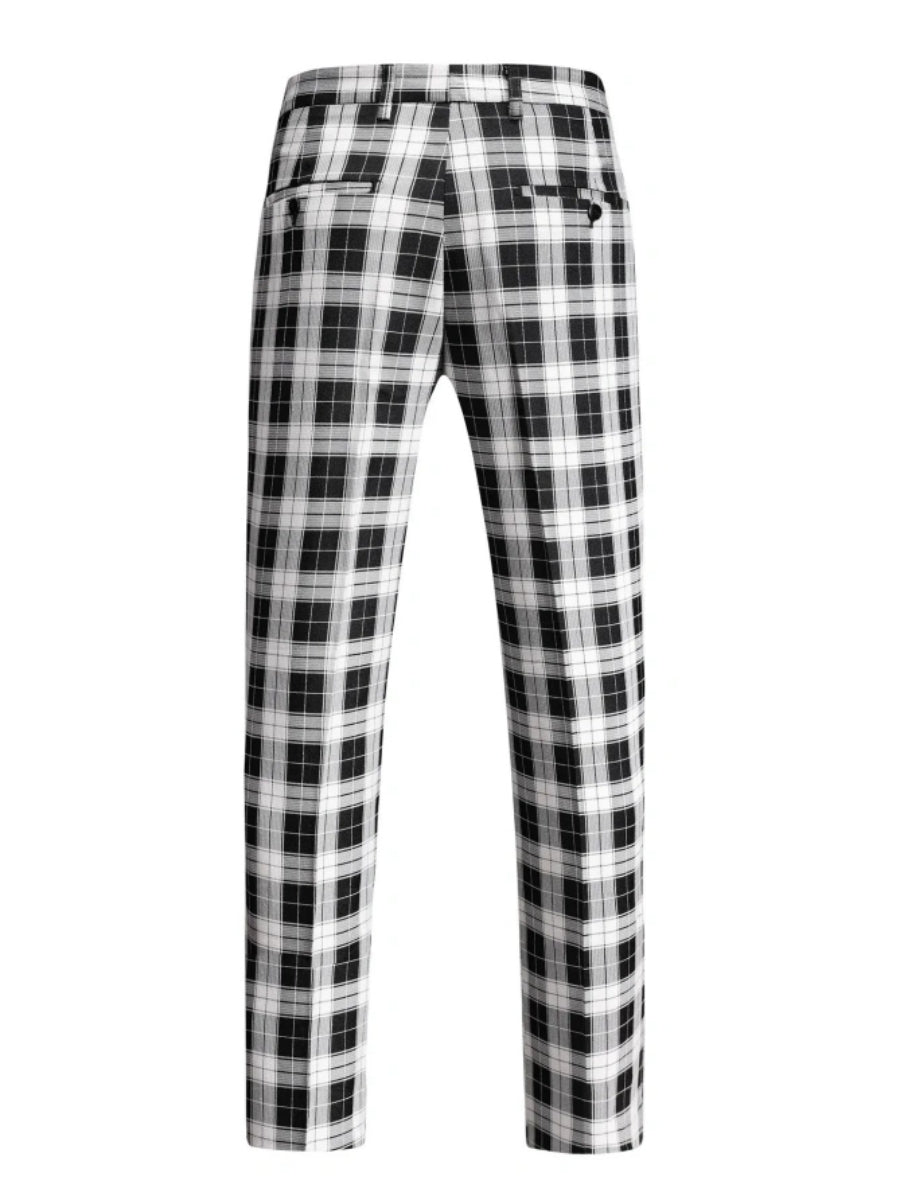 Tailored Fit Single Breasted One-button 3 Pieces Plaid Printed Men's Wedding Suits