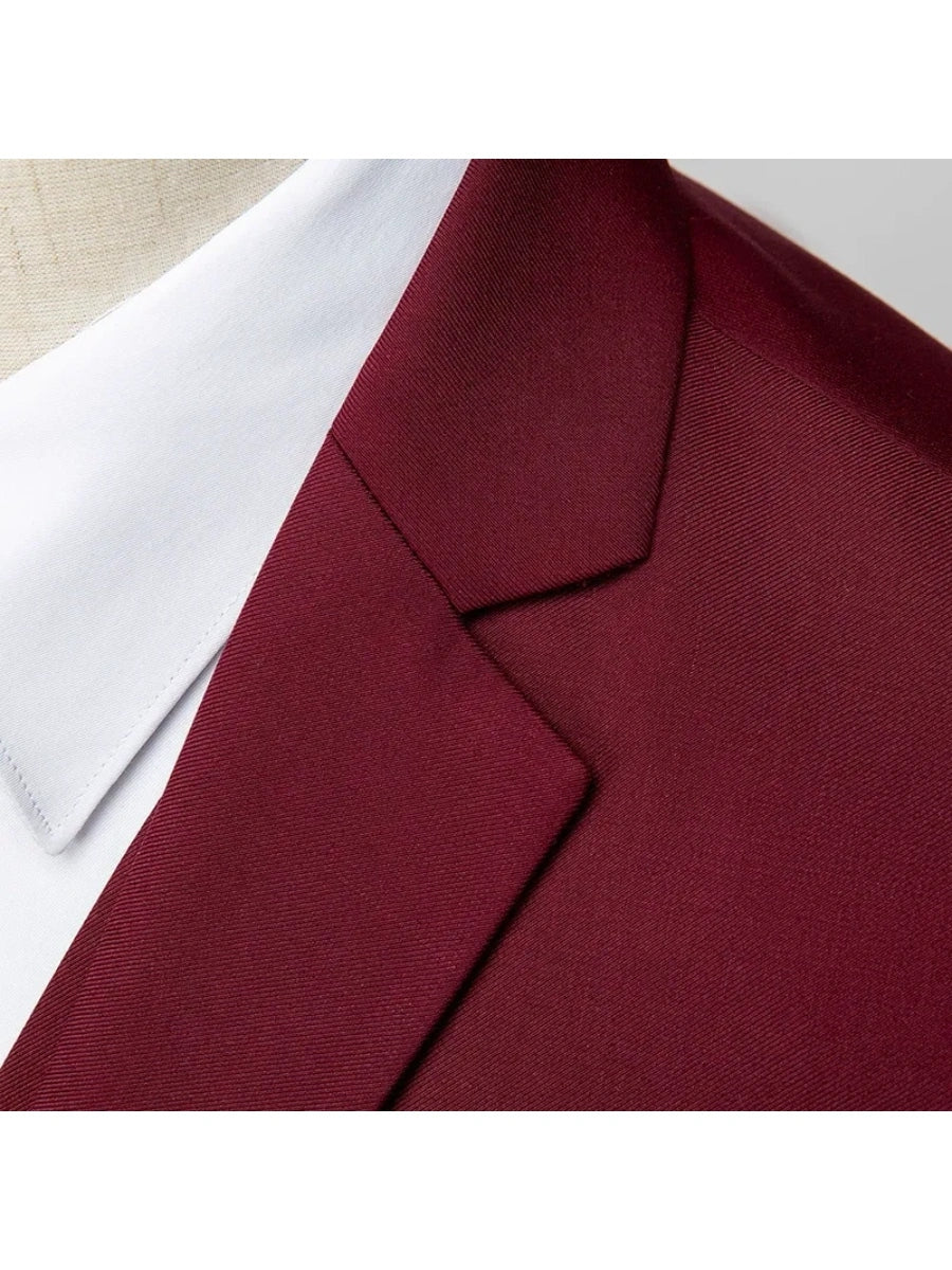 Tailored Fit Double Breasted Two-button 3 Pieces Solid Colored Men's Wedding Suits