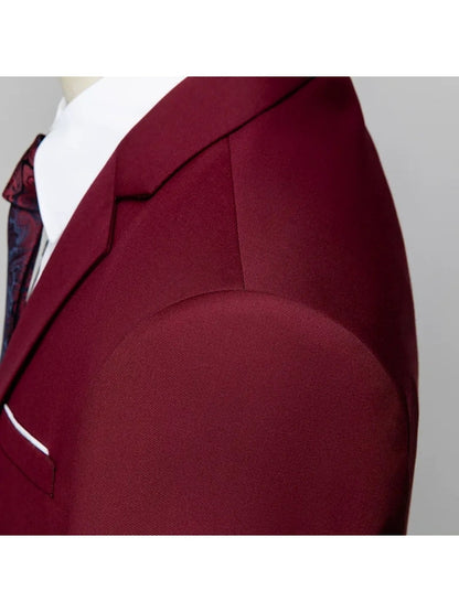 Tailored Fit Double Breasted Two-button 3 Pieces Solid Colored Men's Wedding Suits