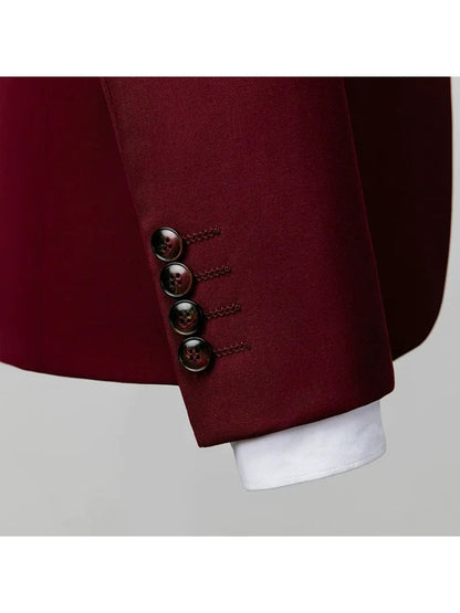 Tailored Fit Double Breasted Two-button 3 Pieces Solid Colored Men's Wedding Suits