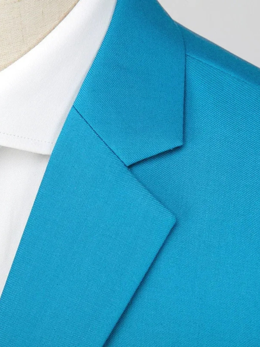 Tailored Fit Single Breasted Two-button 2 Pieces Solid Colored Men's Casual Suits