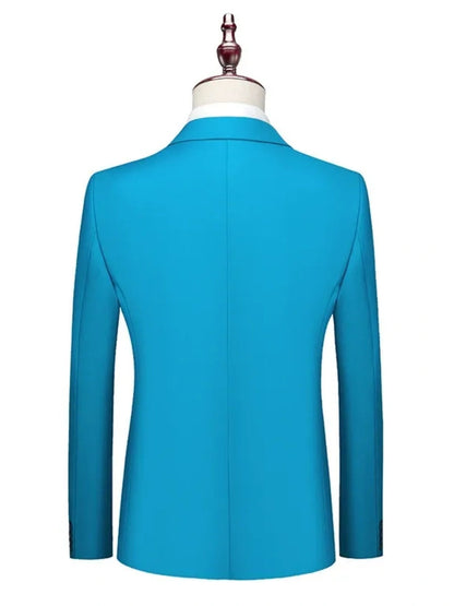Tailored Fit Single Breasted Two-button 2 Pieces Solid Colored Men's Casual Suits