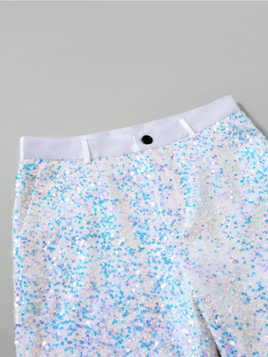 Tailored Fit Single Breasted One-button 2 Pieces Sequins Men's Casual Suits