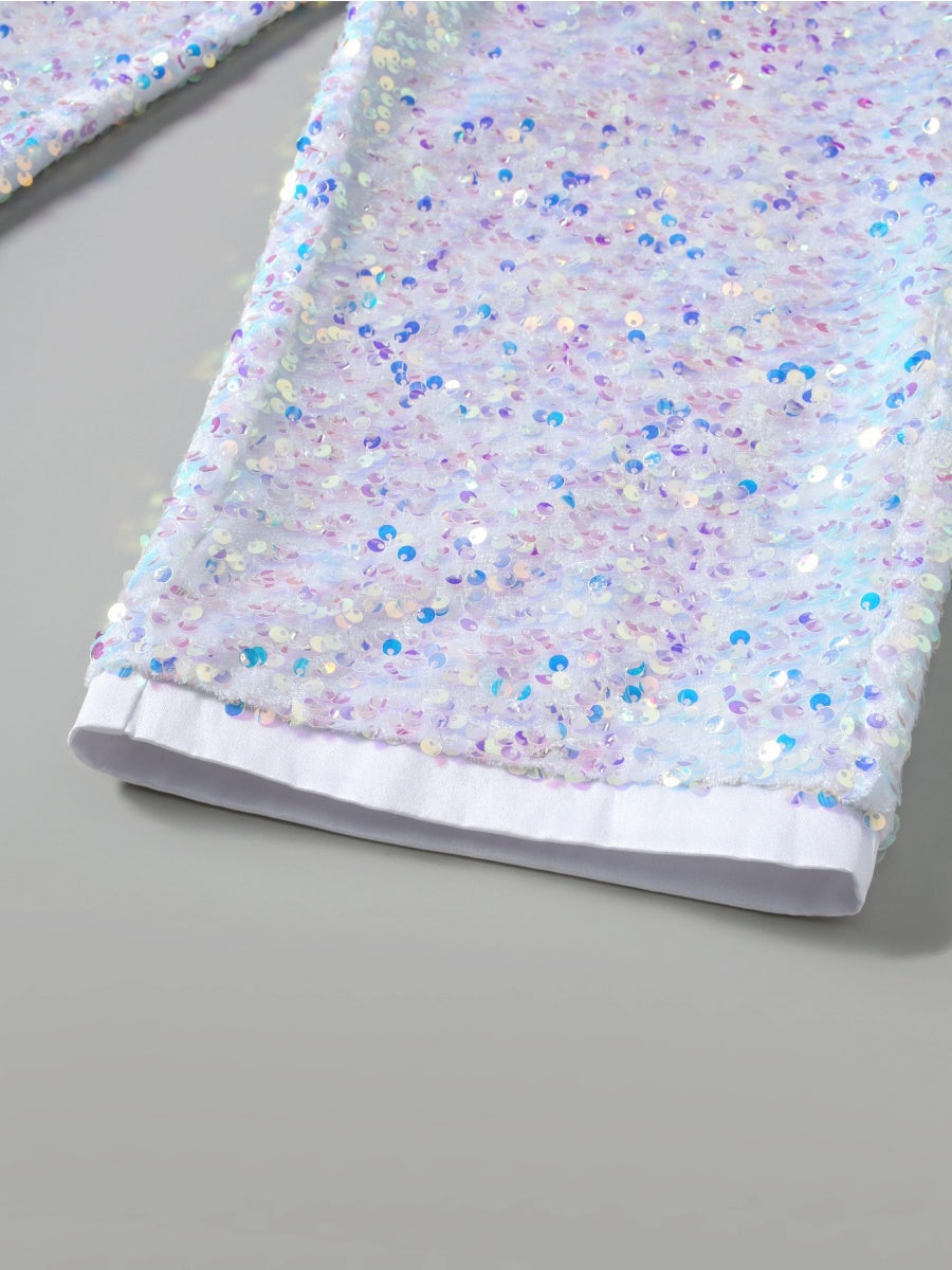 Tailored Fit Single Breasted One-button 2 Pieces Sequins Men's Casual Suits