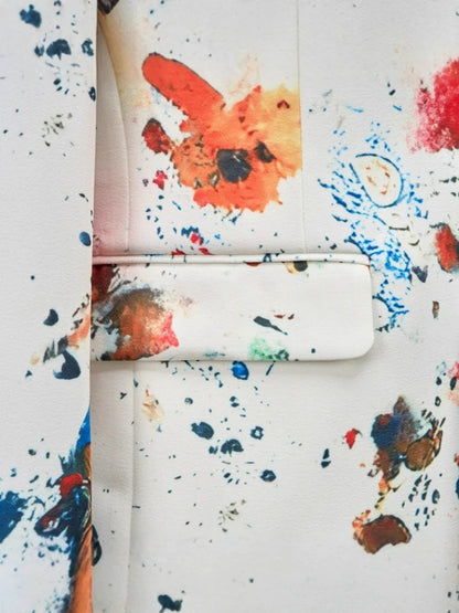 Tailored Fit Single Breasted One-button 2 Pieces 3D Digital Printed Men's Casual Suits