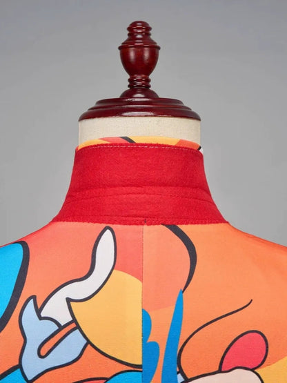 Tailored Fit Single Breasted One-button 2 Pieces Printed Men's Casual Suits