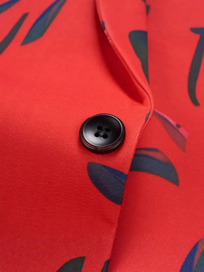 Tailored Fit Single Breasted One-button 2 Pieces Flower Printed Men's Casual Suits