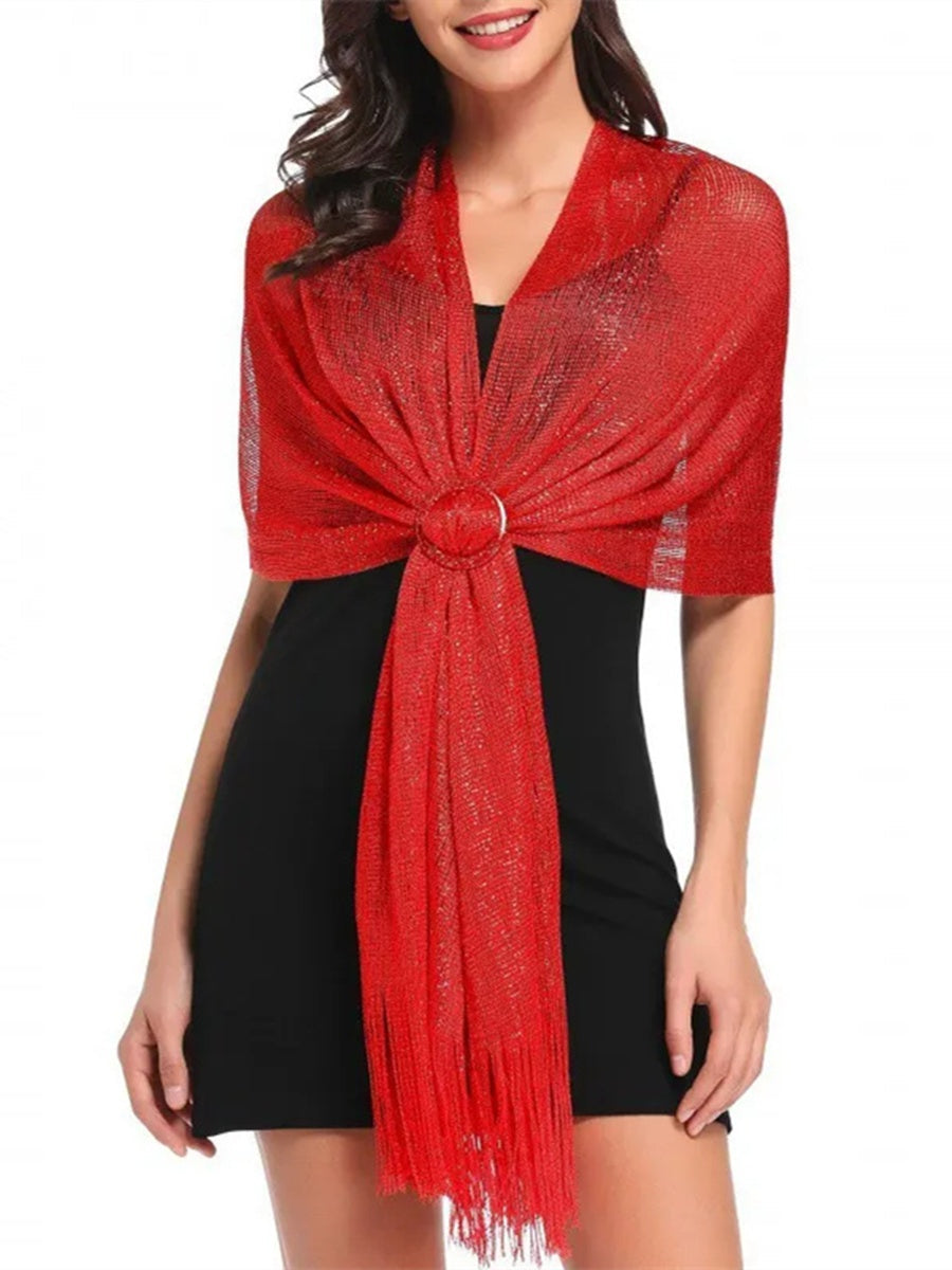 (70cm*45cm)Glamorous Metallic Shawls with Tassel Wedding Guest Wraps