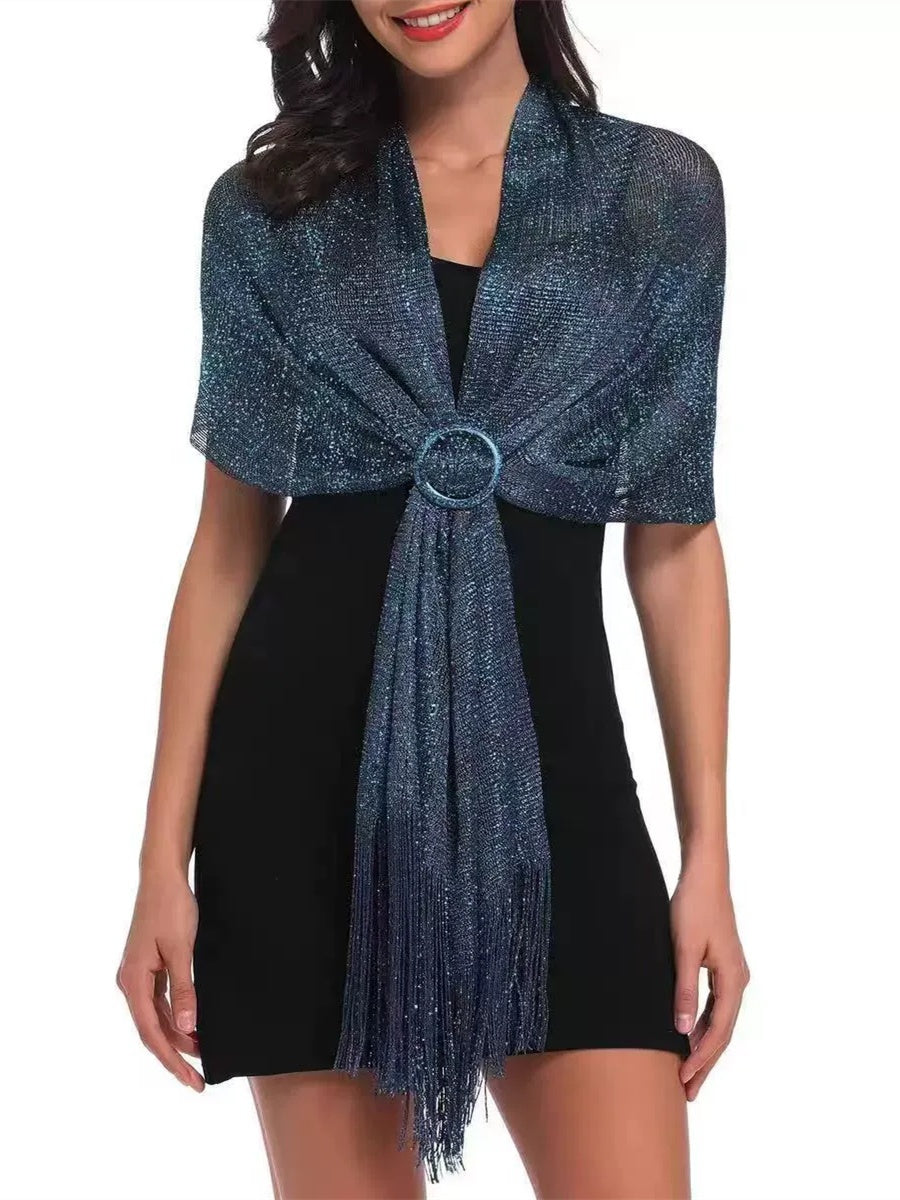 (70cm*45cm)Glamorous Metallic Shawls with Tassel Wedding Guest Wraps