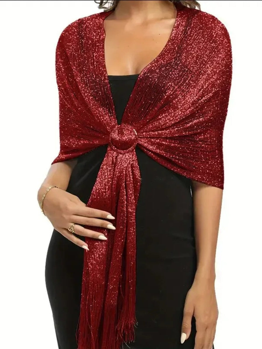 (70cm*45cm)Glamorous Metallic Shawls with Tassel Wedding Guest Wraps