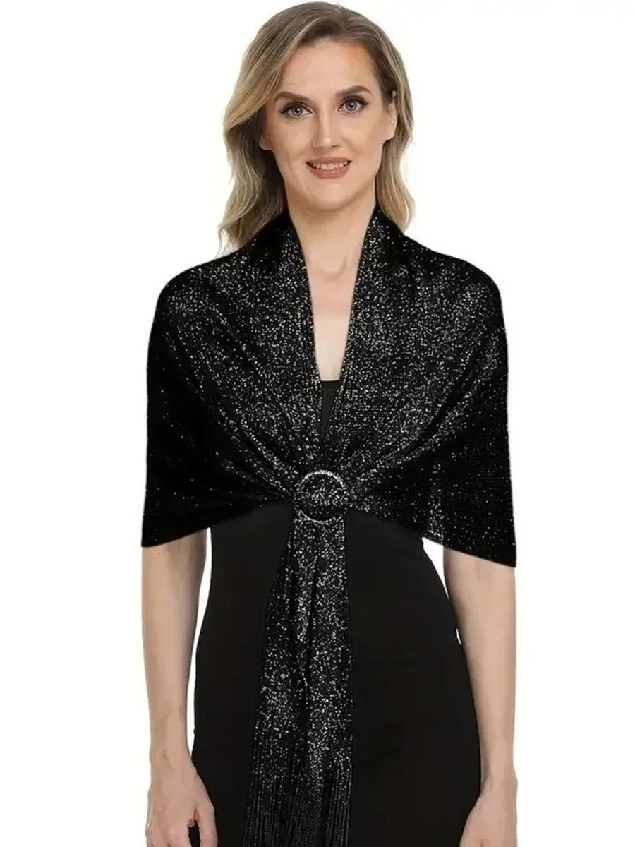 (70cm*45cm)Glamorous Metallic Shawls with Tassel Wedding Guest Wraps