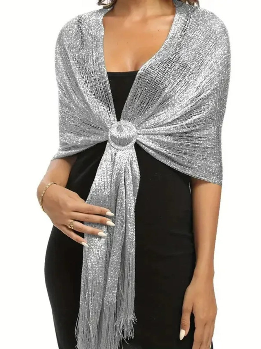 (70cm*45cm)Glamorous Metallic Shawls with Tassel Wedding Guest Wraps
