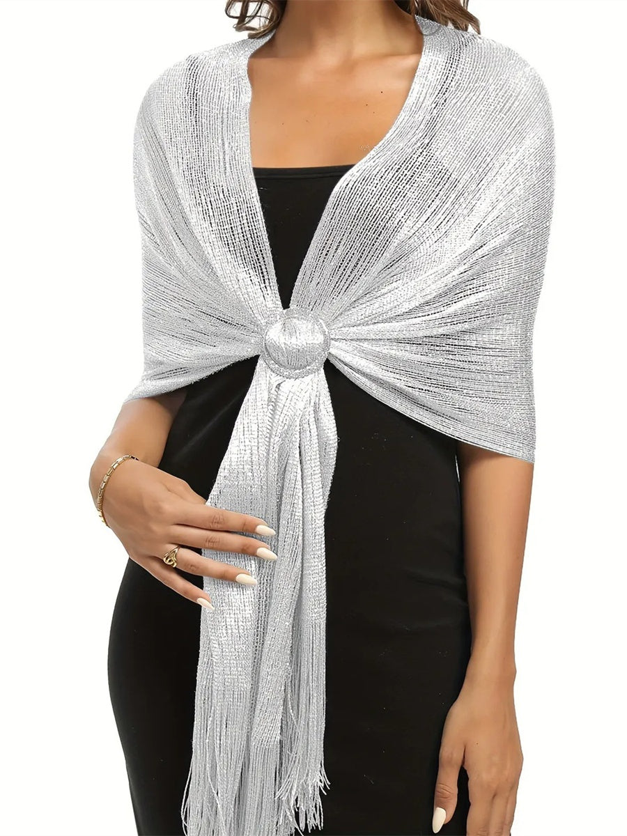 (70cm*45cm)Glamorous Metallic Shawls with Tassel Wedding Guest Wraps