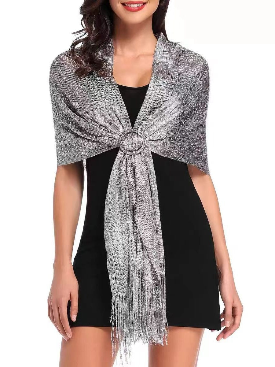 (70cm*45cm)Glamorous Metallic Shawls with Tassel Wedding Guest Wraps