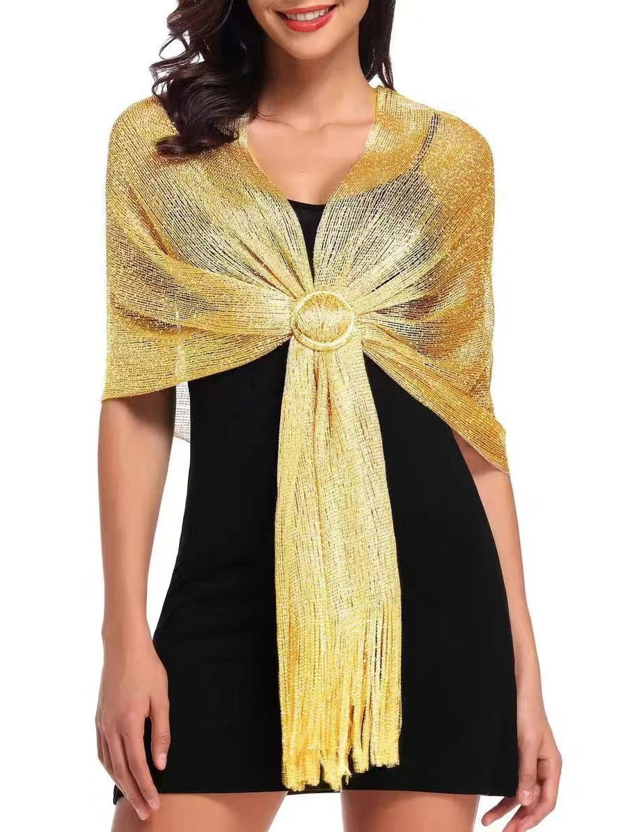 (70cm*45cm)Glamorous Metallic Shawls with Tassel Wedding Guest Wraps