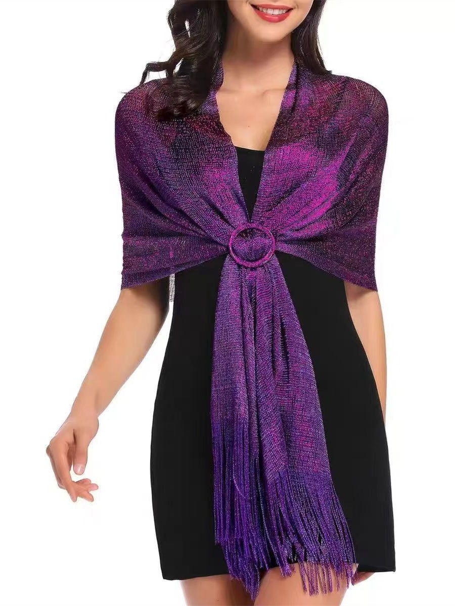 (70cm*45cm)Glamorous Metallic Shawls with Tassel Wedding Guest Wraps