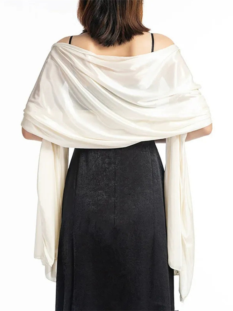 Women's Imitation Silk Sheer Scarf Cape Solid Color Long Shawl Wrap