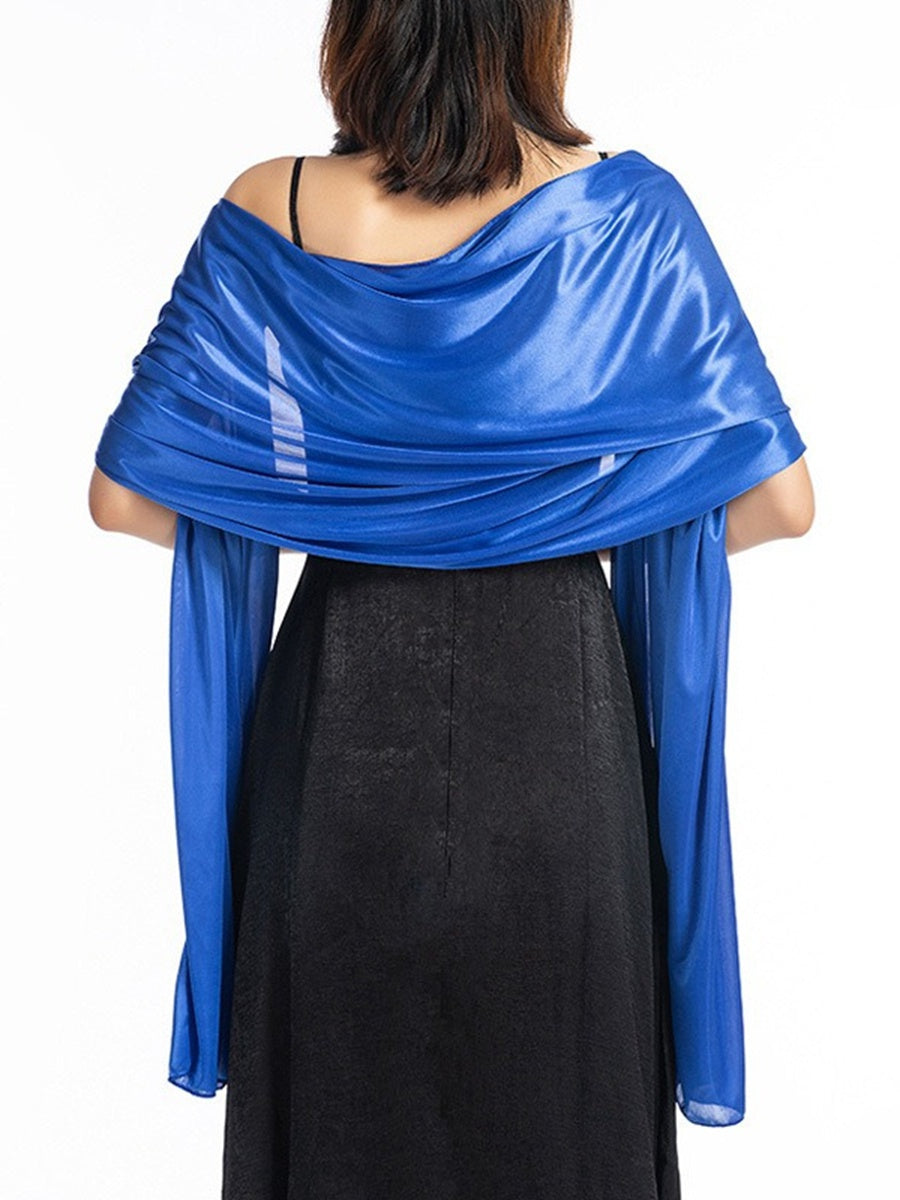 Women's Imitation Silk Sheer Scarf Cape Solid Color Long Shawl Wrap