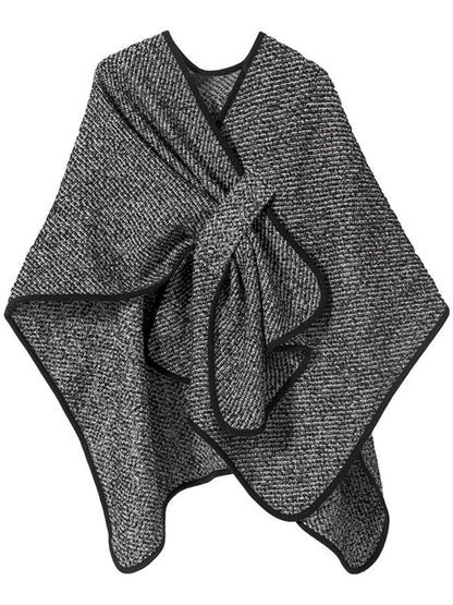 Black High-End Wool Tie-Dye Party Cape Shawl for Women