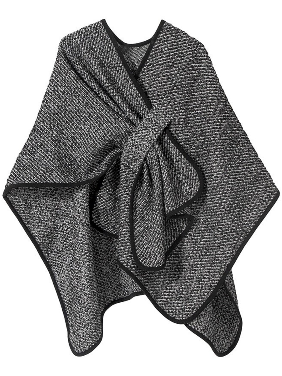 Black High-End Wool Tie-Dye Party Cape Shawl for Women