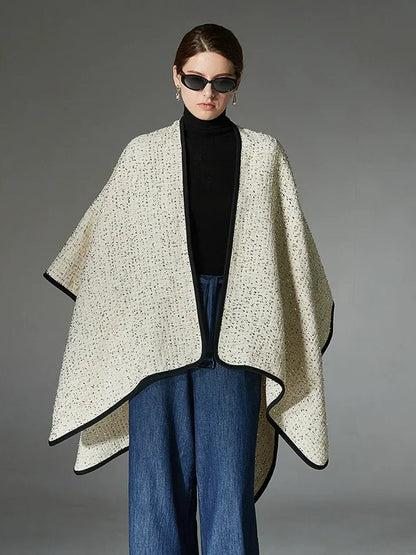 Women's Wool Knitted Elegant Long Party Shawl Cape