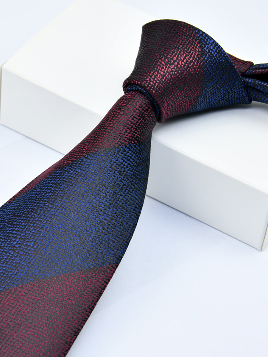 Men's Wine Red Printed Stripe Classic Tie