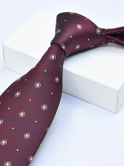 Men's Wine Red Printed Stripe Classic Tie