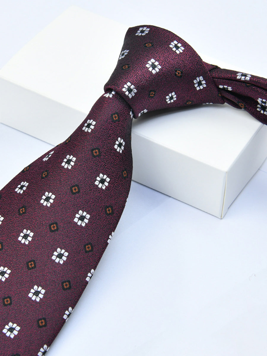 Men's Wine Red Printed Stripe Classic Tie