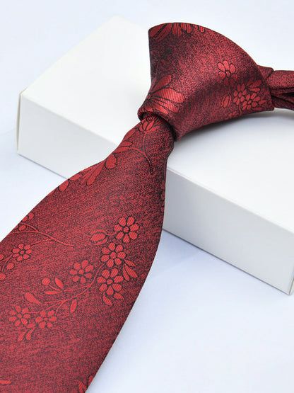 Men's Wine Red Printed Stripe Classic Tie