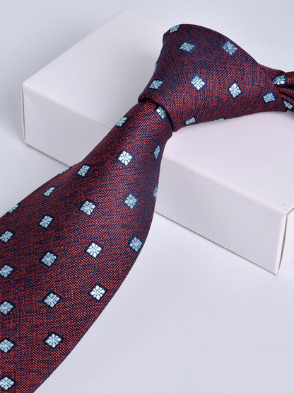 Men's Wine Red Printed Stripe Classic Tie