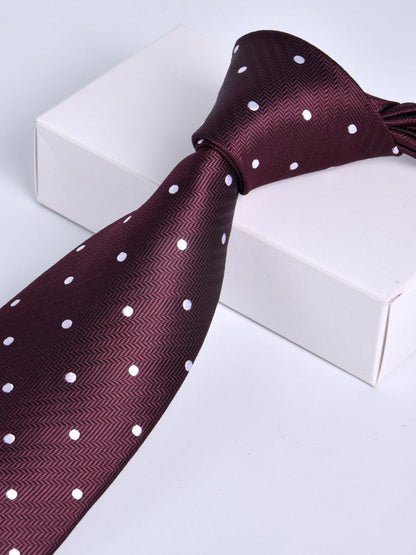 Men's Wine Red Printed Stripe Classic Tie