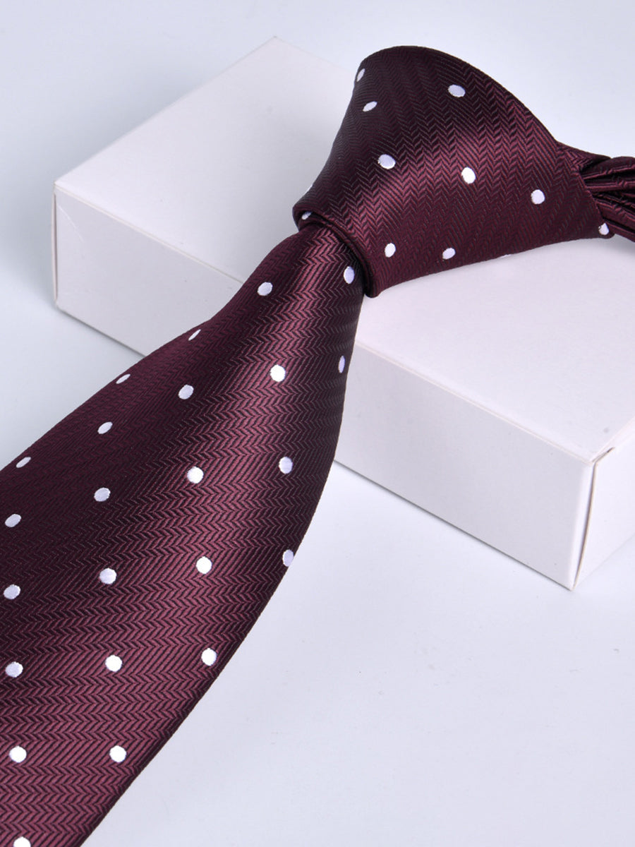 Men's Wine Red Printed Stripe Classic Tie