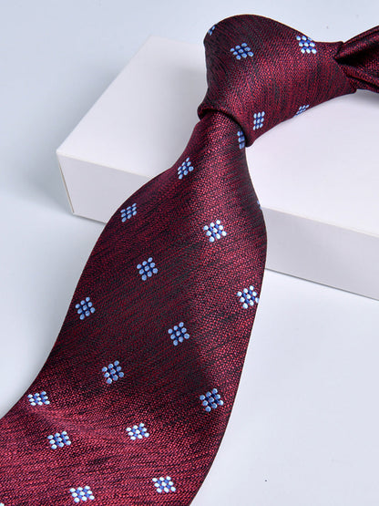 Men's Wine Red Printed Stripe Classic Tie