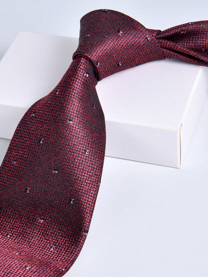 Men's Wine Red Printed Stripe Classic Tie