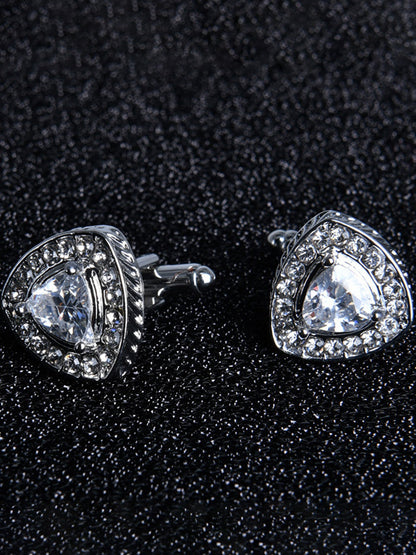 Men's Sparkling 2Pcs Geometric Cufflinks with Rhinestones
