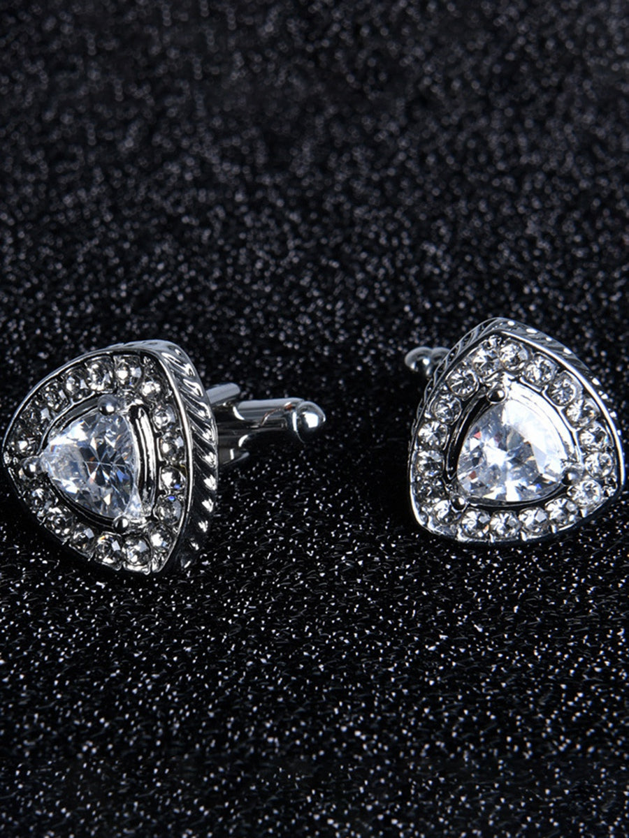 Men's Sparkling 2Pcs Geometric Cufflinks with Rhinestones