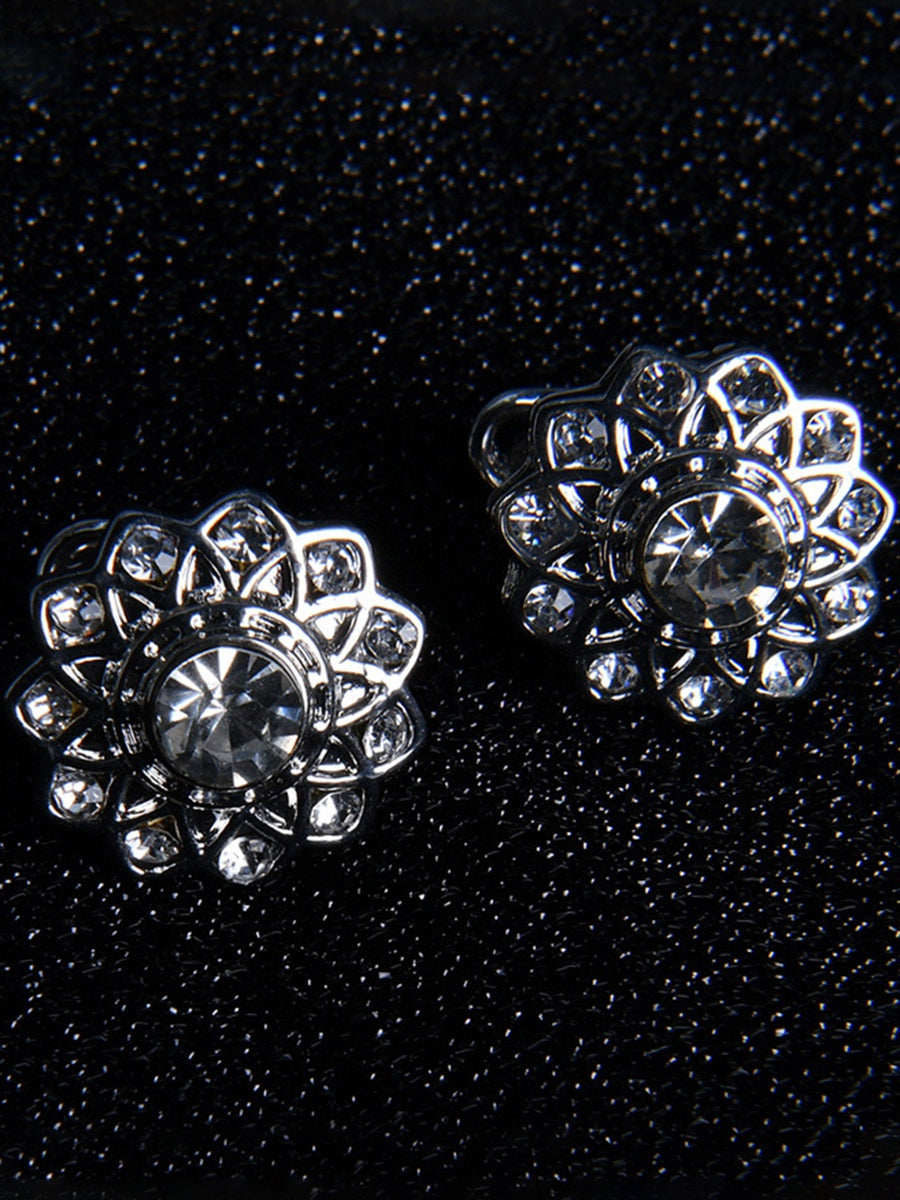 Men's Sparkling 2Pcs Geometric Cufflinks with Rhinestones