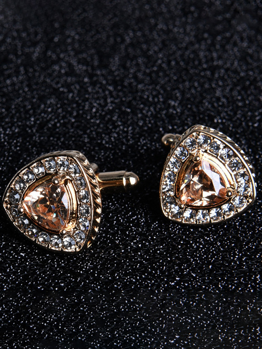 Men's Sparkling 2Pcs Geometric Cufflinks with Rhinestones
