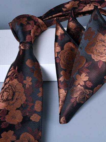 Men's 2 Pics Printed Jacquard Formal Floral Tie
