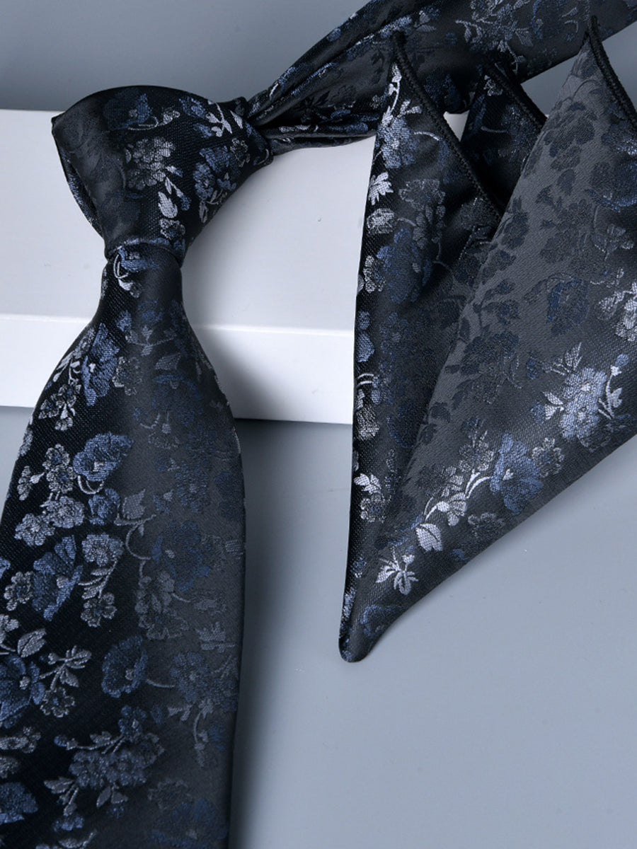 Men's 2 Pics Printed Jacquard Formal Floral Tie
